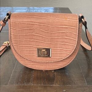 Zara Pink Crossbody Bag with Croc Texture